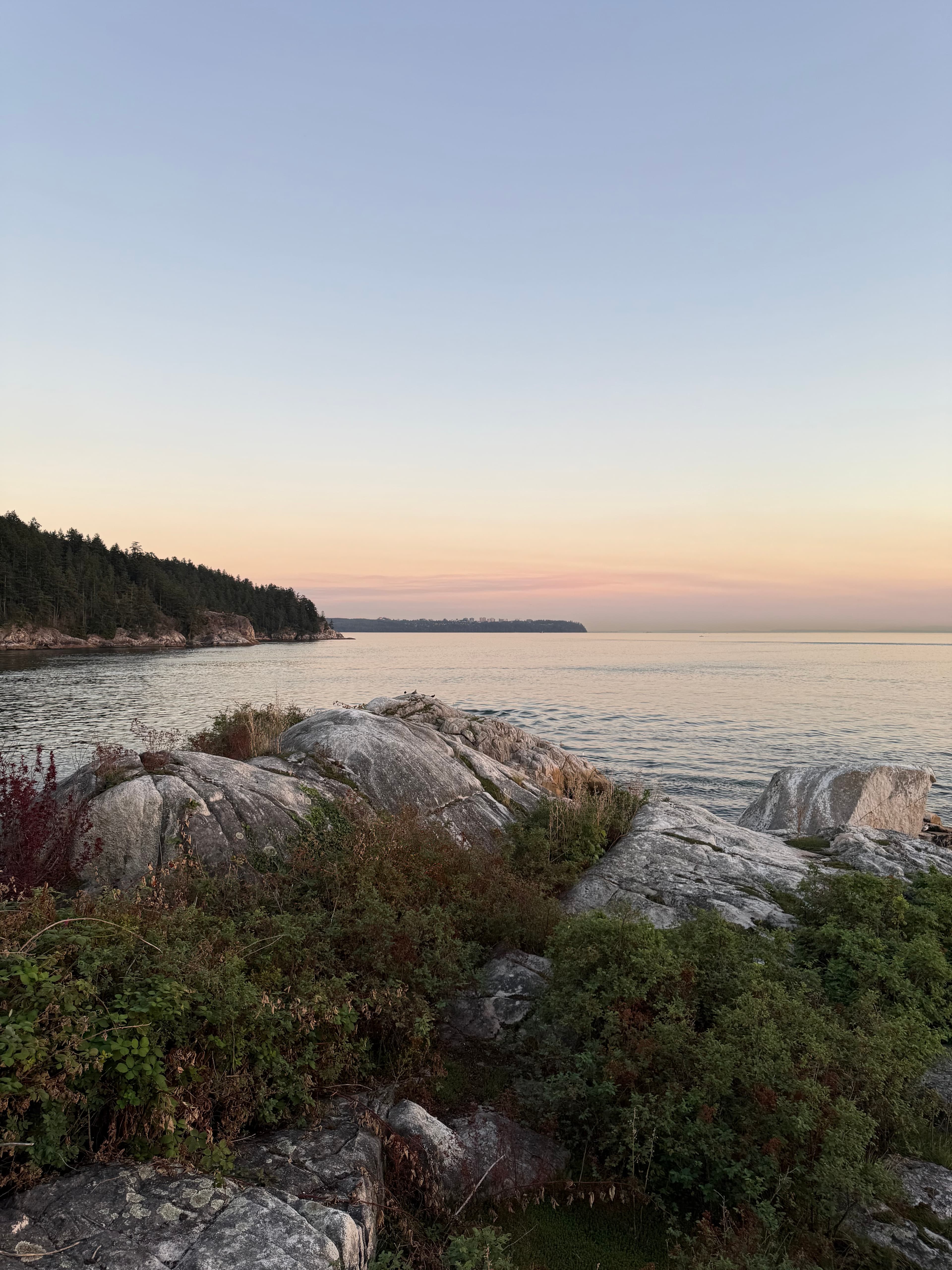 Granite shoreline at low tide, the other studio
