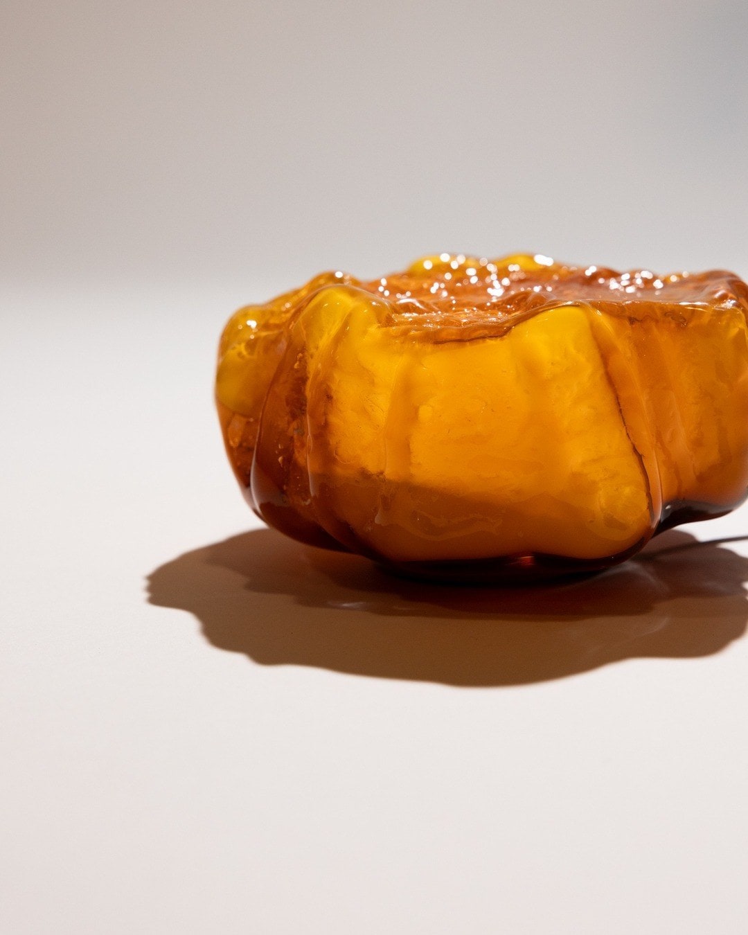 Amber pour, the bark edge, on white